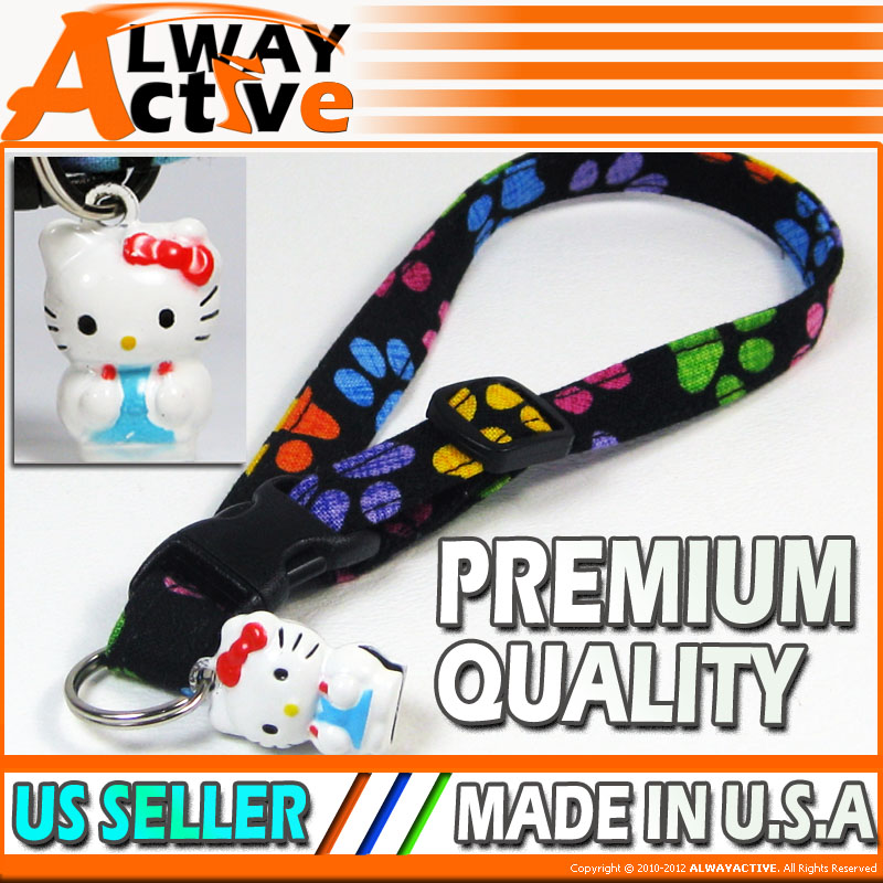Black Large Cat Paws Safety Breakaway Cat Collar w Cute Charm
